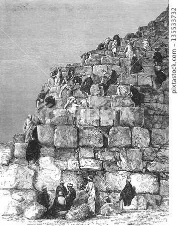 19世紀非洲金字塔插圖 135533732