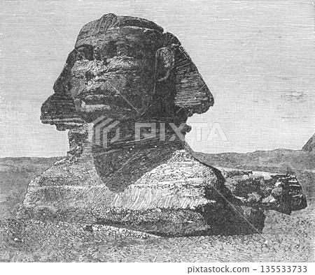19世紀非洲獅身人面像插圖 135533733