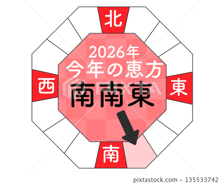 2026 Setsubun lucky direction south-southeast lucky direction design illustration material 1 135533742