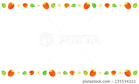 A simple frame with strawberry decorations on the top and bottom A simple frame with strawberry decorations on the top and bottom 135534322