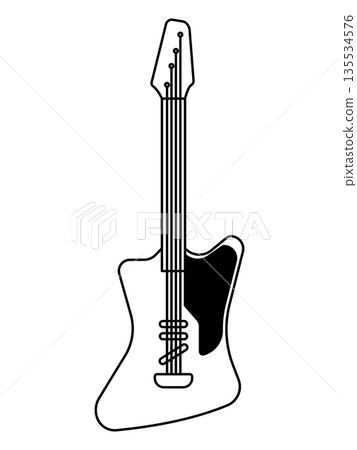 offset body electric guitar musical instrument black and white line art vector illustration icon isolated on white background suitable for rock and roll music offset body electric guitar musical instrument black and white line art vector illustration icon isolated on white background suitable for rock and roll music 135534576
