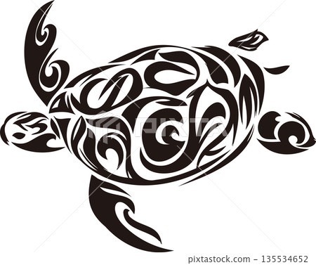 Cool sea turtle tribal tattoo illustration 135534652