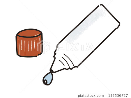 Illustration of moisturizer coming out of a lotion container with an orange lid Illustration of moisturizer coming out of a lotion container with an orange lid 135536727
