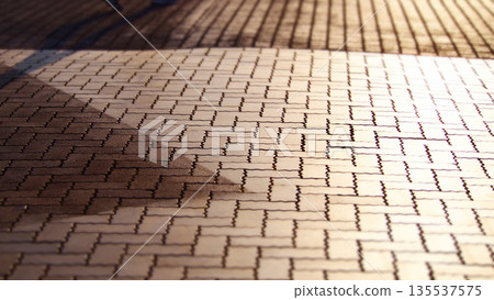 A walkway lit by the setting sun 135537575