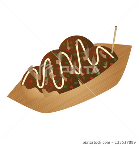Takoyaki illustration Japanese festival festival food stall material food flour 135537899