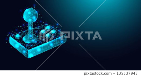 Low poly wireframe joystick controller. Low poly wireframe joystick controller. 135537945