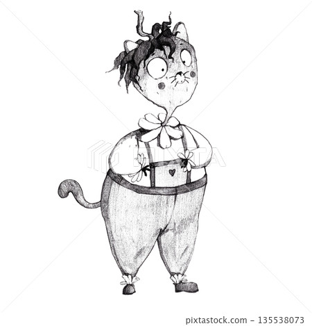 Cute illustration of a cat in the form of a strawberry 135538073