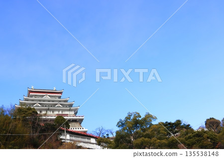 Atami Castle shining against a clear blue sky 135538148