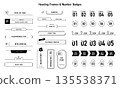 Monochrome numbers and heading label set - Design material for steps and points (vector) 135538371