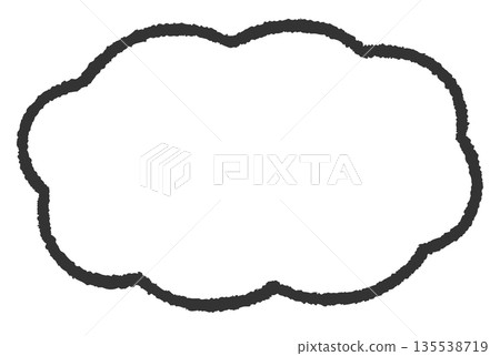 Hand-drawn cloud-shaped frame (horizontal, thick lines, white background inside) 135538719