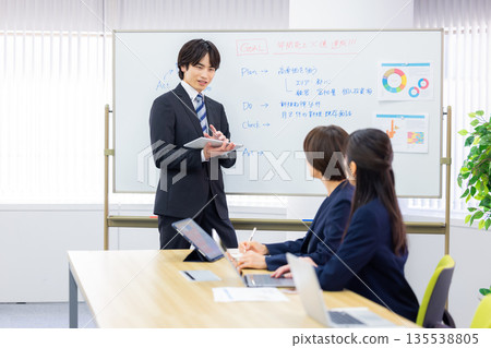 Men and women having a business meeting Men and women having a business meeting 135538805