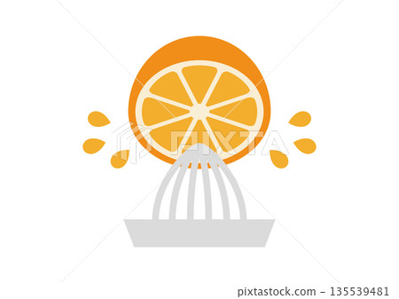 Illustration of squeezing mandarin oranges 135539481