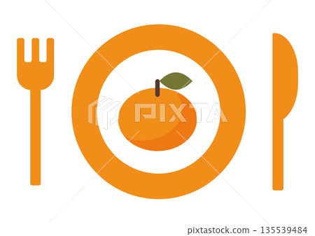 盤子上橘子的平面插圖 135539484