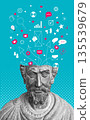 Set of icons for digital marketing strategy. Branding, website development, advertising, social media marketing, content management. Concept of social media marketing development. AD poster 135539679