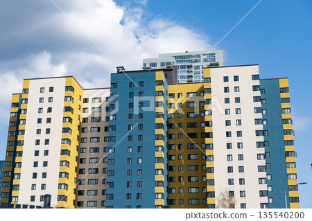 Building perspective view. Condominium architecture. Architecture building. Residential condominium. Modern condominium building. Architectural building in residential area. Rent apartment Building perspective view. Condominium architecture. Architecture building. Residential condominium. Modern condominium building. Architectural building in residential area. Rent apartment 135540200