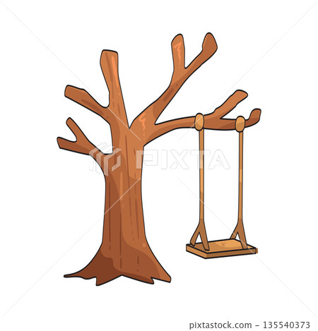 illustration of tree swing illustration of tree swing 135540373