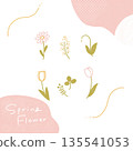 Hand-drawn illustration of cute spring flowers 135541053
