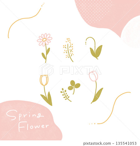 手繪可愛春花插圖 135541053
