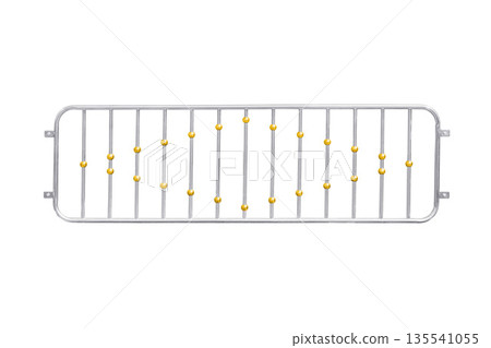 Stainless steel fence with golden ball isolated on white background Stainless steel fence with golden ball isolated on white background 135541055