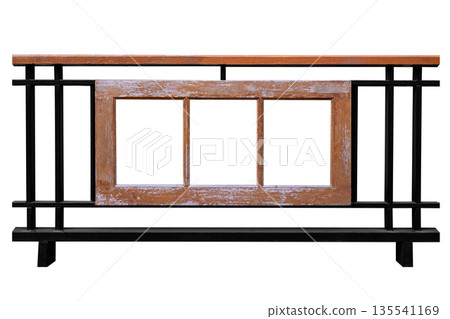 Steel fence with wood on top isolated on white background Steel fence with wood on top isolated on white background 135541169