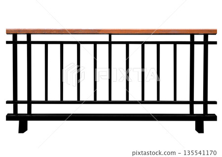 Steel fence with wood on top isolated on white background Steel fence with wood on top isolated on white background 135541170