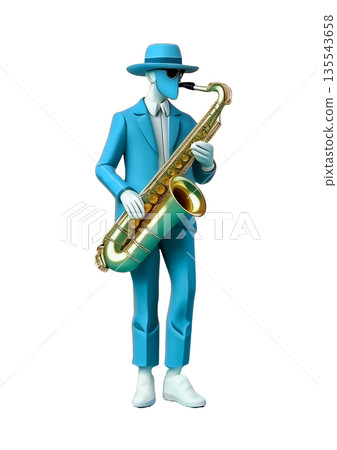3D rendering of a man playing the saxophone 135543658