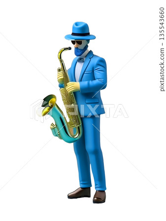 3D rendering of a man playing the saxophone 135543660