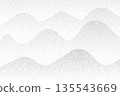Abstract wave pattern with stippled sand texture. Grainy gradient background featuring flowing curves and dots. Modern vector art with wavy lines and organic grain effect. 135543669