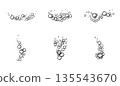 Hand-drawn water bubbles and soap foam outline icons. Doodle sketch vector illustration with fizzy carbonated drink droplets, underwater air spheres, and bath elements. 135543670