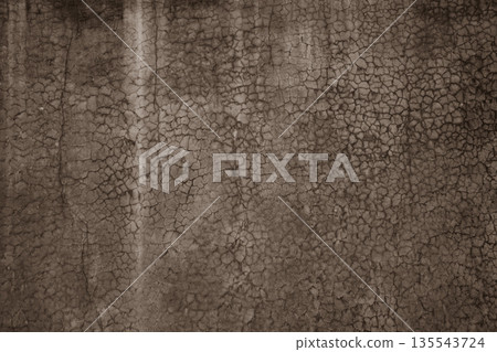 Cracked black plaster wall a-2-4 Monochrome sepia tone 135543724