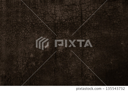 Cracked black plaster wall b-1-4 Dark monochrome sepia tone 135543732