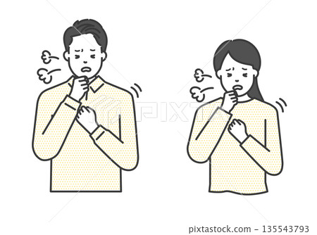 咳嗽的男女插圖向量素材 咳嗽的男女插圖向量素材 135543793
