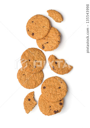 Traditional cookies top view on white backgrounds Traditional cookies top view on white backgrounds 135543998