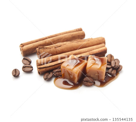 Cinnamon with coffee bean with caramel topping Cinnamon with coffee bean with caramel topping 135544135