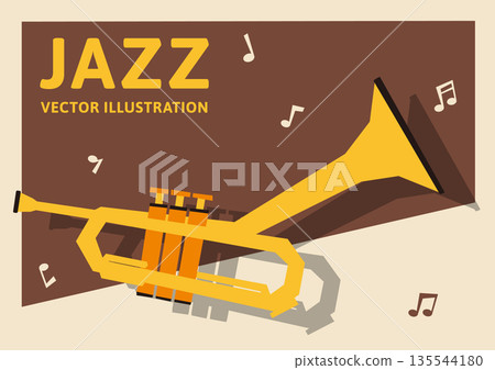 橫幅A字尺寸背景素材。復古設計向量插圖，包含小號圖案。 135544180