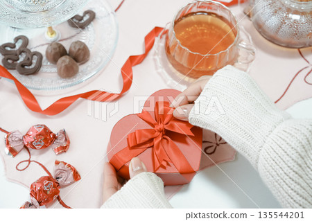 Valentine's Day image: gift box and chocolates 135544201