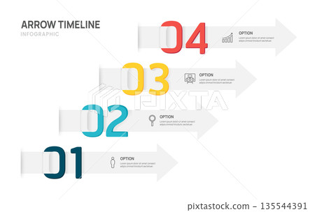 arrow timeline infographic template with 4 steps. Business process and workflow strategy concept. arrow timeline infographic template with 4 steps. Business process and workflow strategy concept. 135544391