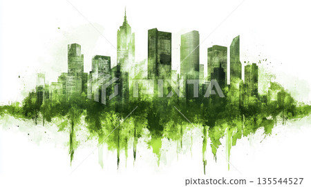 Green Urban Skyline Blending with Nature 135544527