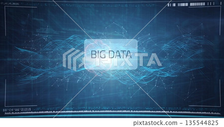 Translucent panel displaying BIG DATA in UI showing wave mesh with nodes and HUD bars Translucent panel displaying BIG DATA in UI showing wave mesh with nodes and HUD bars 135544825