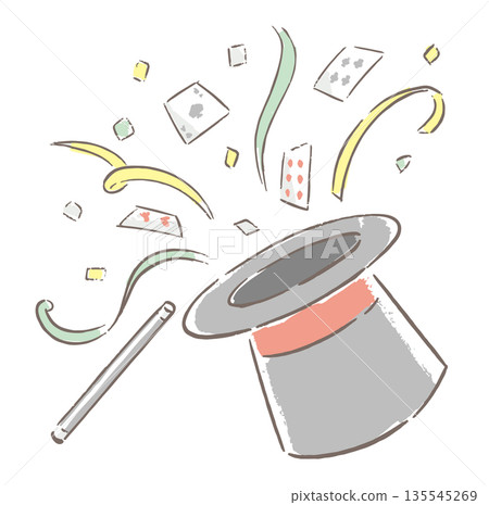 Magic hat illustration with main lines 135545269