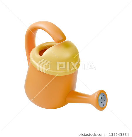 3d Colorful Watering Can Tool Agricultural and Garden Concept Cartoon Design Style Isolated on a White Background. Vector illustration 135545884