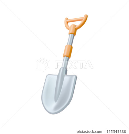 3d Colorful Shovel Tool Agricultural and Garden Concept Cartoon Design Style Isolated on a White Background. Vector illustration 3d Colorful Shovel Tool Agricultural and Garden Concept Cartoon Design Style Isolated on a White Background. Vector illustration 135545888