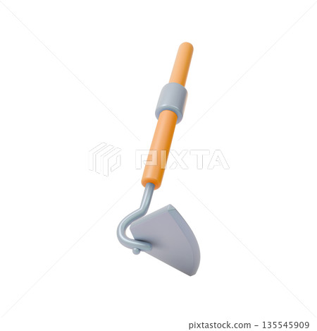 3d Colorful Hoe Tool Agricultural and Garden Concept Cartoon Design Style Isolated on a White Background. Vector illustration 135545909