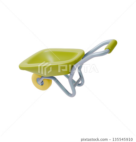3d Colorful Wheelbarrow Tool Agricultural and Garden Concept Cartoon Design Style Isolated on a White Background. Vector illustration 3d Colorful Wheelbarrow Tool Agricultural and Garden Concept Cartoon Design Style Isolated on a White Background. Vector illustration 135545910