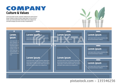 Core Values infographic on cupboard furniture. culture and values of organization. Core Values infographic on cupboard furniture. culture and values of organization. 135546256