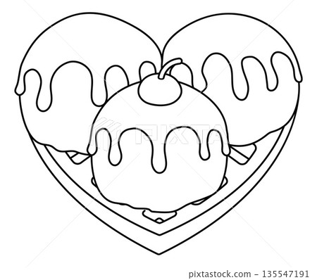 Love of Ice Cream Heart Shaped Dessert Concept Love of Ice Cream Heart Shaped Dessert Concept 135547191