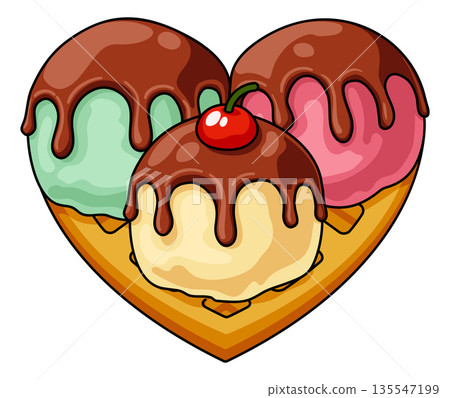 Love of Ice Cream Heart Shaped Dessert Concept 135547199