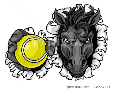 Horse Mustang Stallion Tennis Sports Team Mascot Horse Mustang Stallion Tennis Sports Team Mascot 135547231