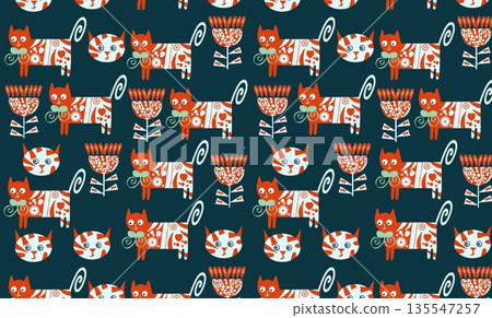 Cats seamless pattern. It is located  swatch menu 135547257