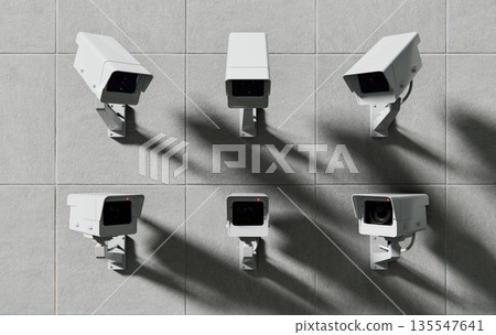 Security, CCTV, surveillance cameras on concrete wall, total control background Security, CCTV, surveillance cameras on concrete wall, total control background 135547641